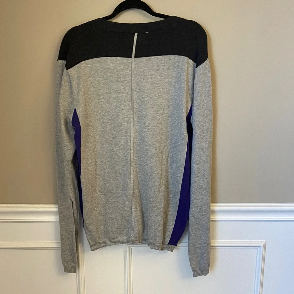 NWOT 21 Men Gray Cardigan‎ with Purple and Black Details- XL